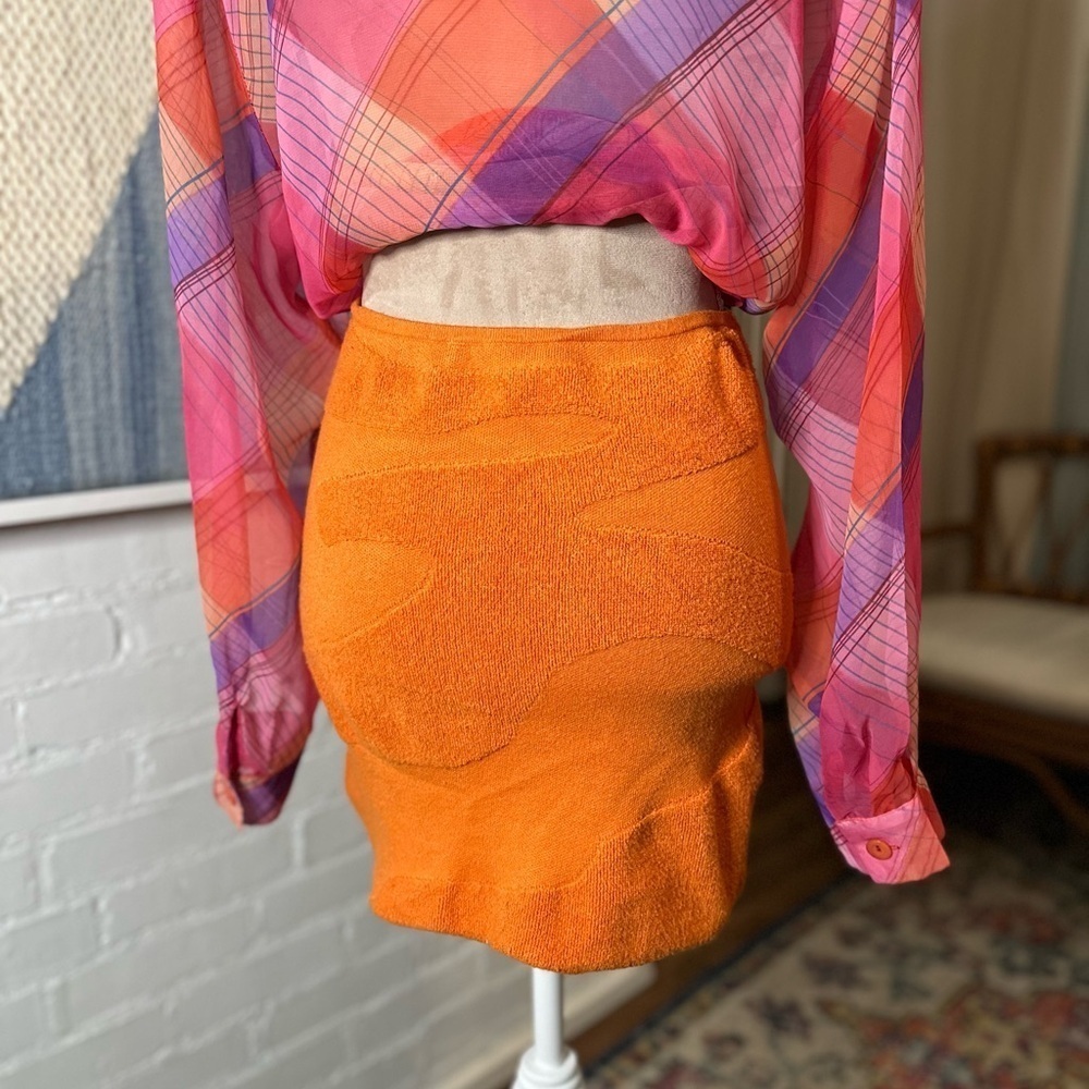 Le Lis Orange Terry Cloth Bodycon Mini Skirt - Picture 6 of 7